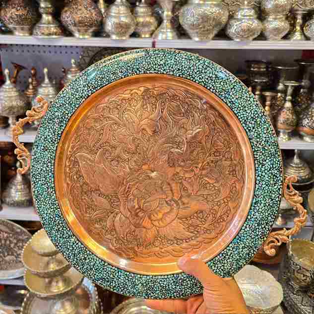 تصویر 4 از ظرف مسی آبی با طراحی خاص و رنگ چشم نواز